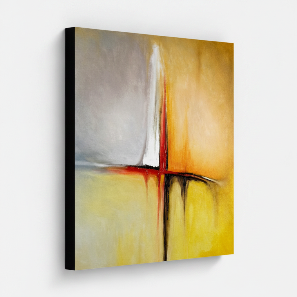 Abstract Painting Canvas Angled Mockup